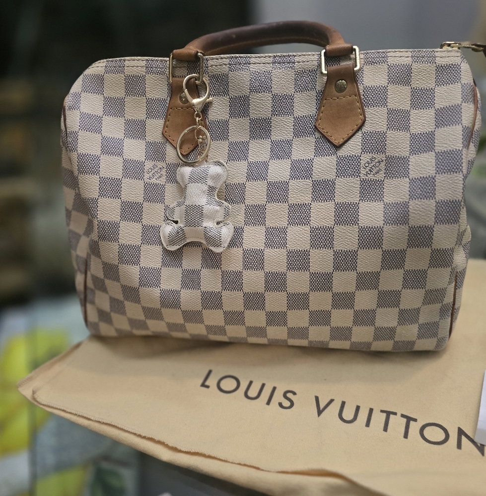 Louis Vuitton Checkered Handbag - Cream and Brown